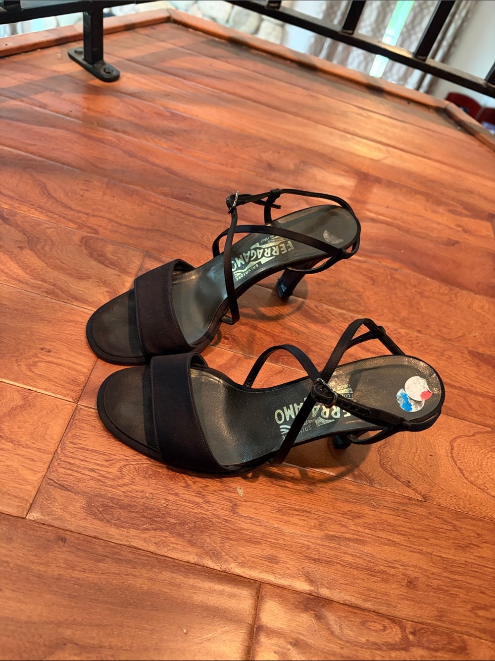 Salvatore Ferragamo Black Satin High-Heeled Strappy Sandal Size 9